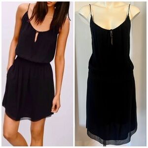 Babaton 100% Silk Elegant Black Spaghetti Strap Dress Size XS (fits big)